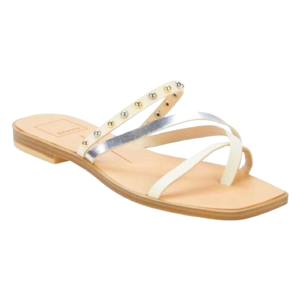 Dolce Vita Isa Studded Strappy Flat Sandals Neutral Square Toe – Size 9